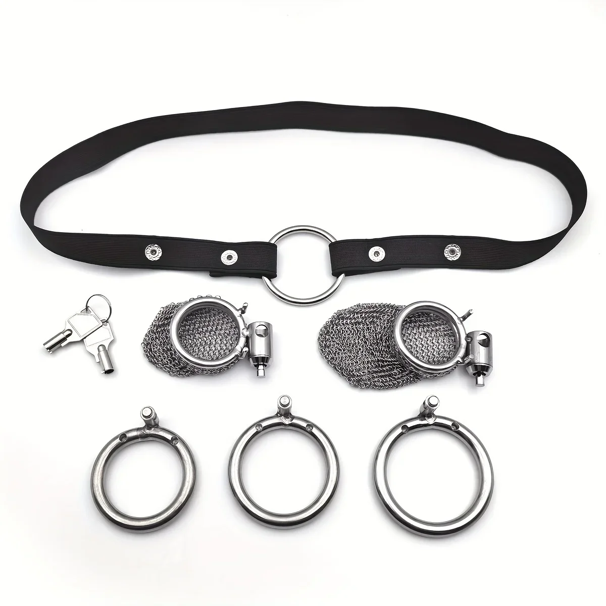 W630802未定价ล็อคท่อปัสสาวะ มีลูกกุญแจในตัว โครงสร้างกรงแบบตาข่าย วัสดุสแตนเลส สวมใส่ได้