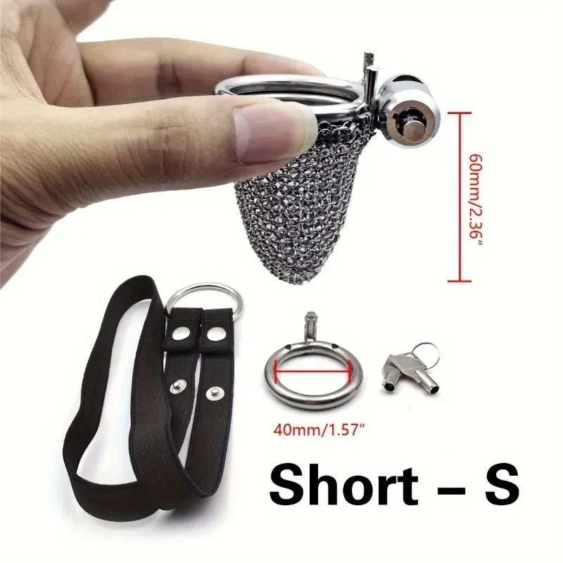 FRRK Stainless Steel Hollow Mesh Chastity Cage Long Version