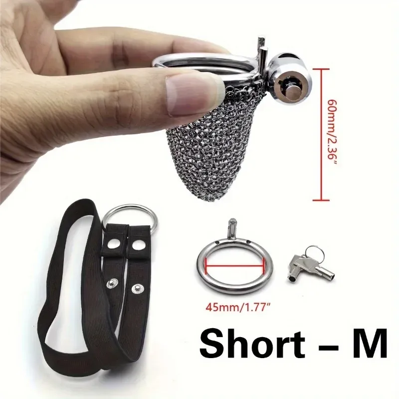 FRRK Stainless Steel Hollow Mesh Chastity Cage Long Version