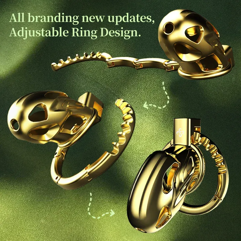 Simulated Glans Aluminum Alloy Chastity Cage With Cock Ring