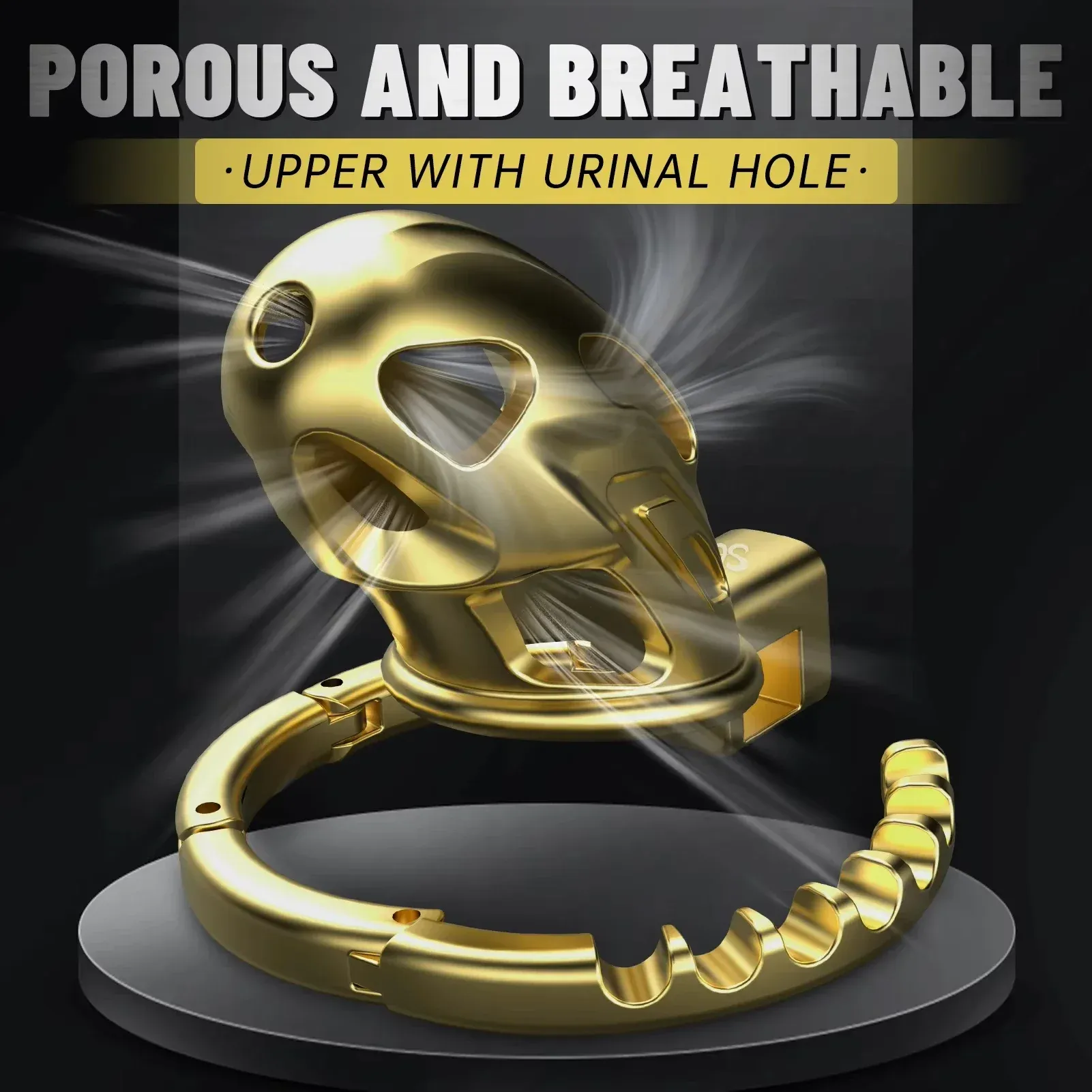 Simulated Glans Aluminum Alloy Chastity Cage With Cock Ring