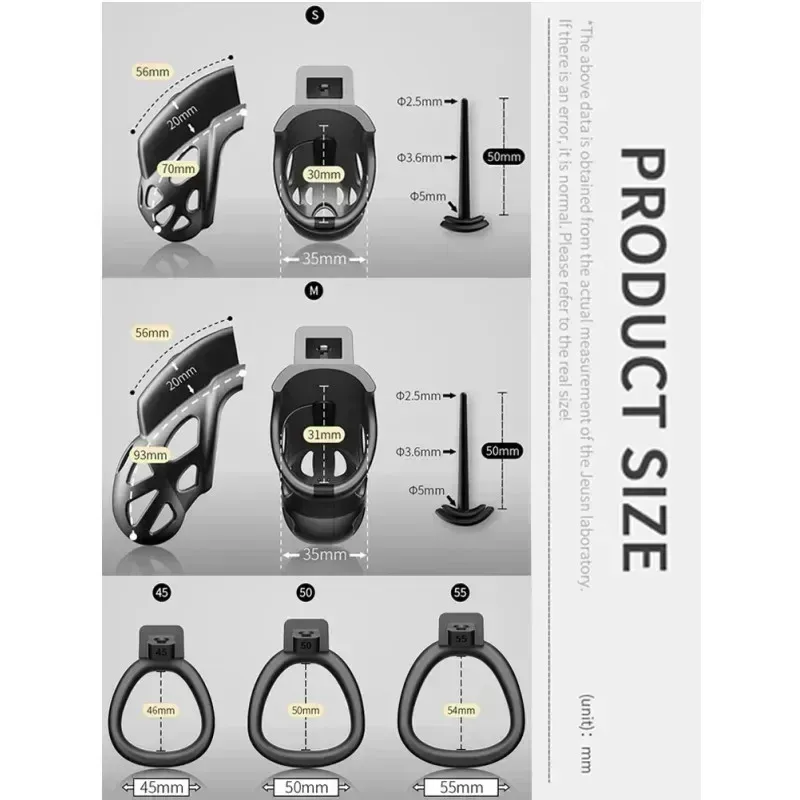 10 Modes Micro-Current Pulse Shock Chastity Cage 2 Sizes