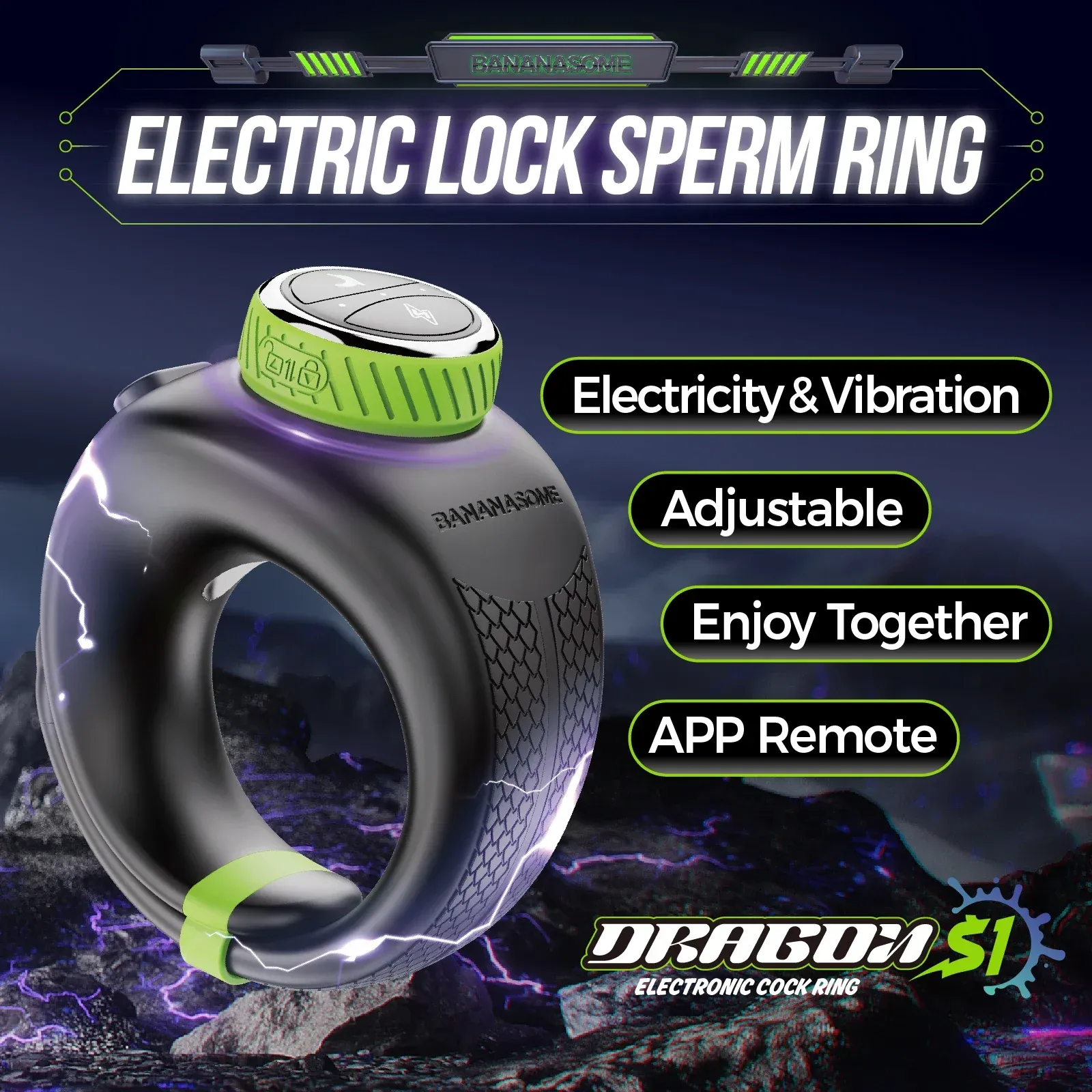 APP Electric Pulse Vibrating Cock Ring Knob Adjustment