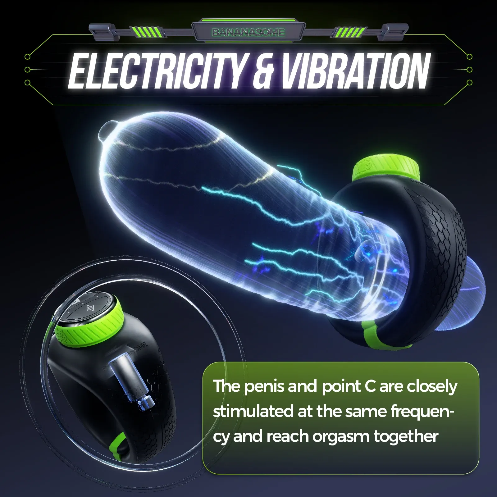 APP Electric Pulse Vibrating Cock Ring Knob Adjustment