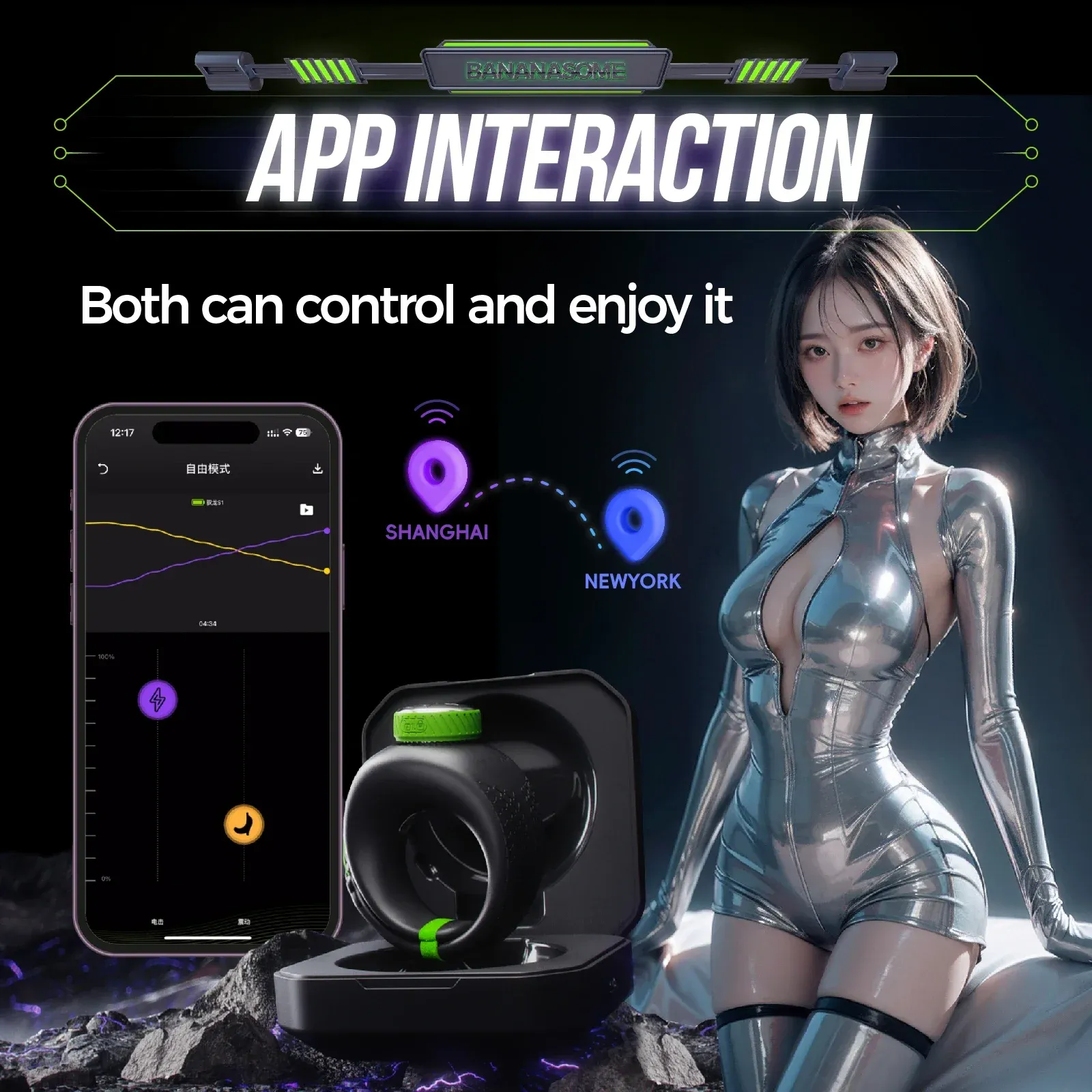 APP Electric Pulse Vibrating Cock Ring Knob Adjustment