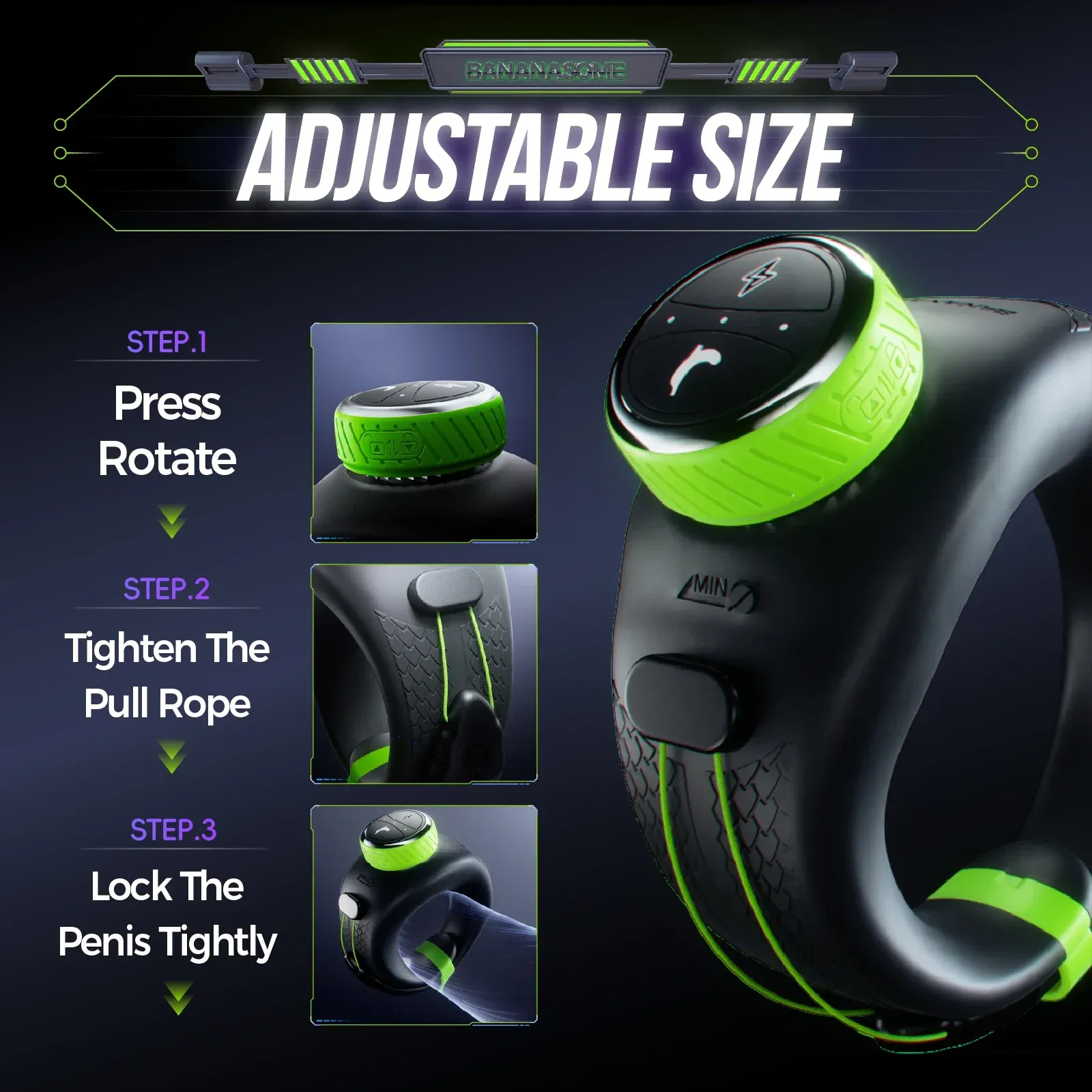APP Electric Pulse Vibrating Cock Ring Knob Adjustment