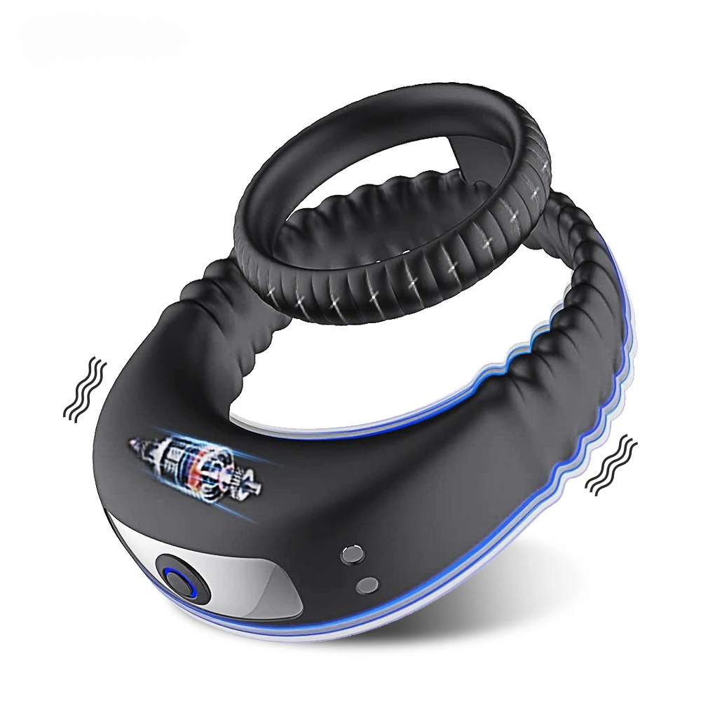 W6001未定价ห่วงล็อกสเปิร์ม ระบบสั่นสะเทือน 10 ความถี่ วงคู่ ลายแปรงนุ่ม กันน้ำได้ทั้งชิ้น