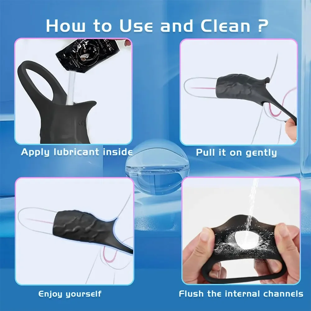 W4016未定价ปลอกเพิ่มขนา ใช้งานได้ 3 แบบ รายละเอียดสมจริง ระบบสั่นสะเทือนแบบล้อมรอบ วัสดุซิลิโคนเหลว