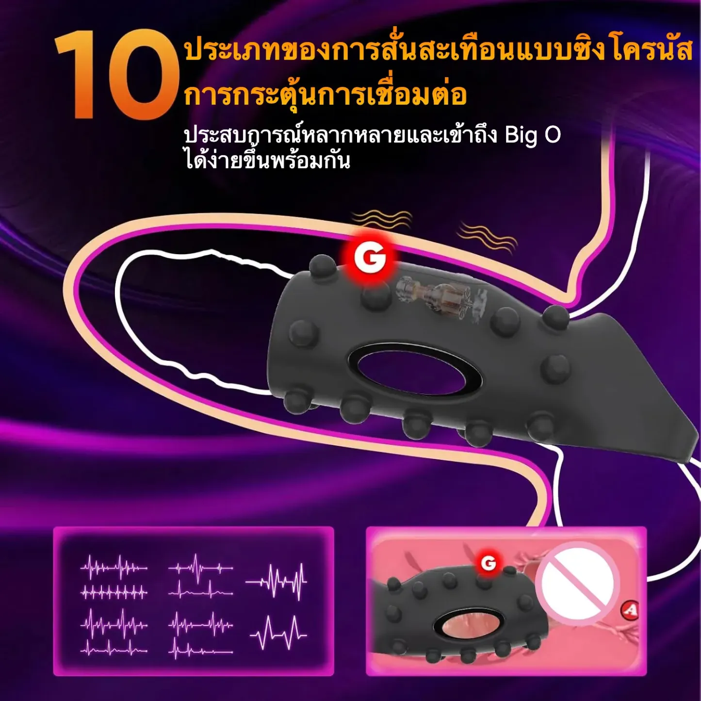 ปลอกเพิ่มขนาด ระบบสั่นสะเทือน 10 ความถี่ ใช้งานได้ 2 แบบ ออกแบบจุดนูนภายนอก-sextoyfunny