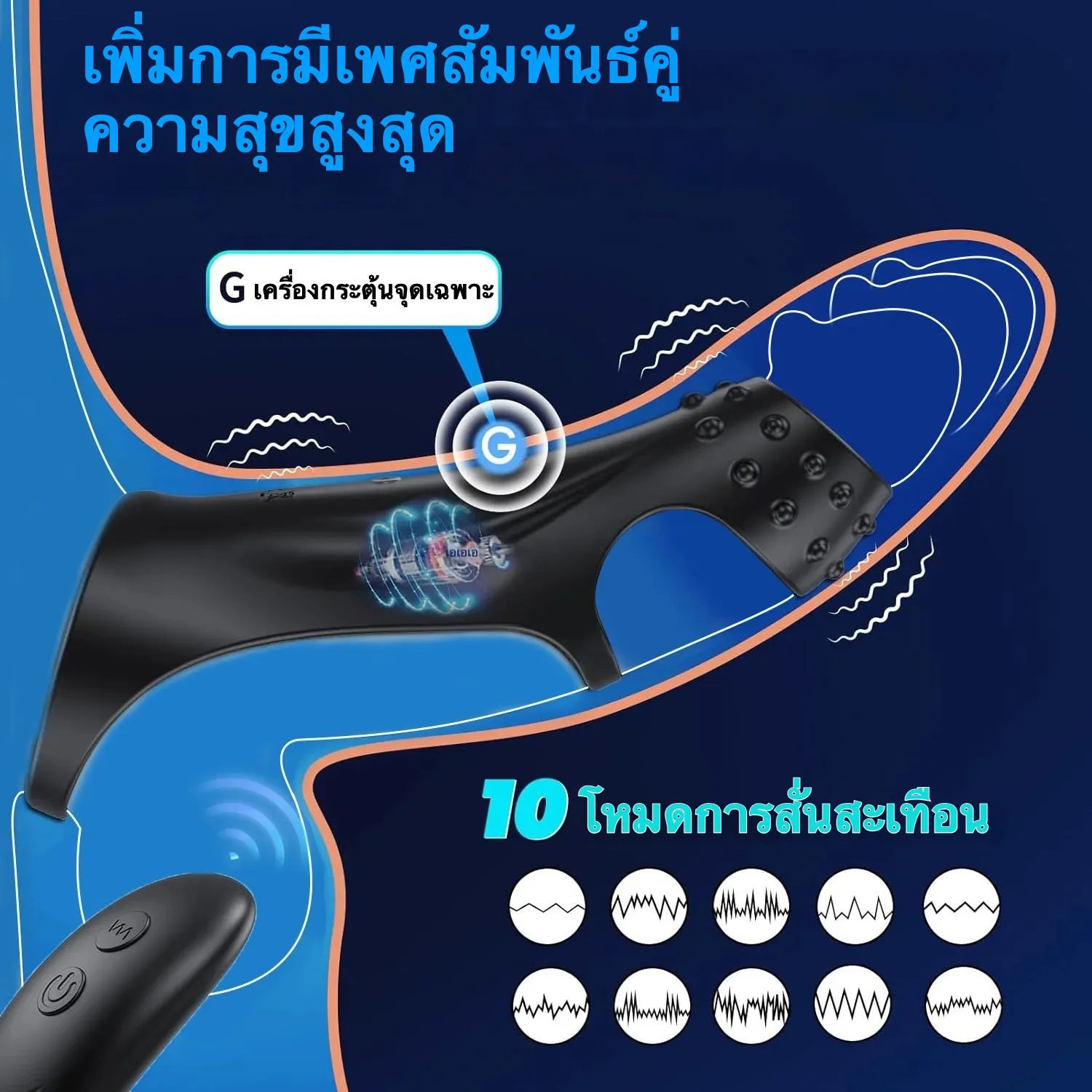 ปลอกเพิ่มขนาด+อุปกรณ์ฝึกการหลั่ง ระบบสั่น 9 ระดับ ควบคุมด้วยรีโมท