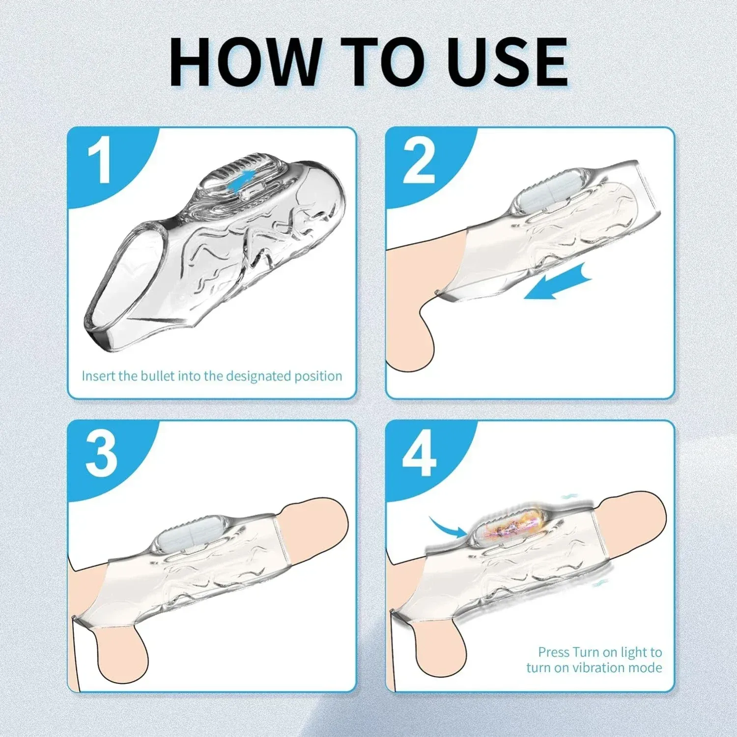 Transparent Open-Ended Penis Sleeve With Bullet Vibrator
