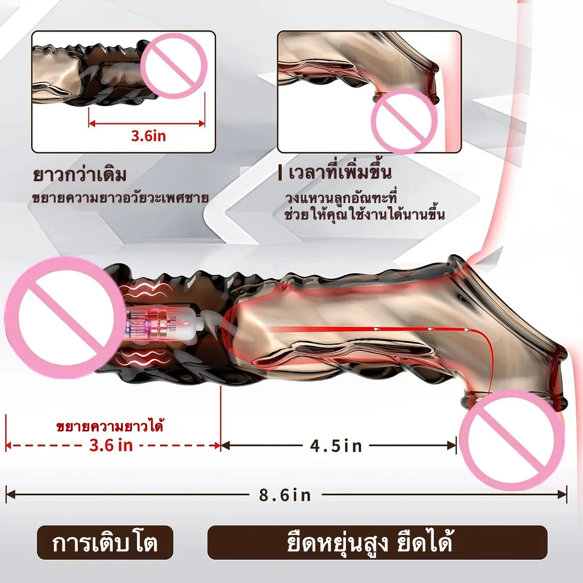 ปลอกเพิ่มขนาด เพิ่มขนาดและความหนา ระบบสั่นสะเทือน ลายพื้นผิวพิเศษ