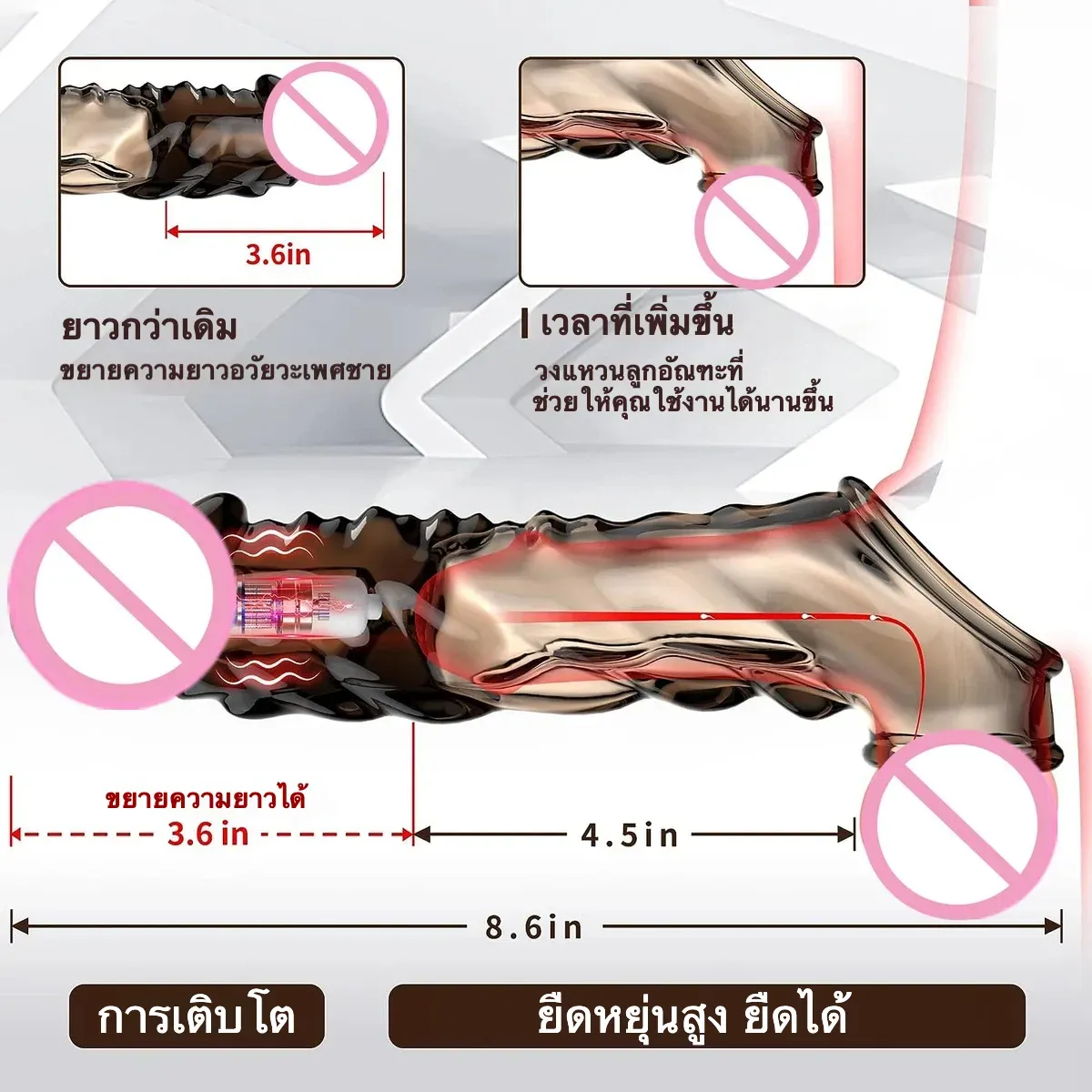 ปลอกเพิ่มขนาด เพิ่มขนาดและความหนา ระบบสั่นสะเทือน ลายพื้นผิวพิเศษ