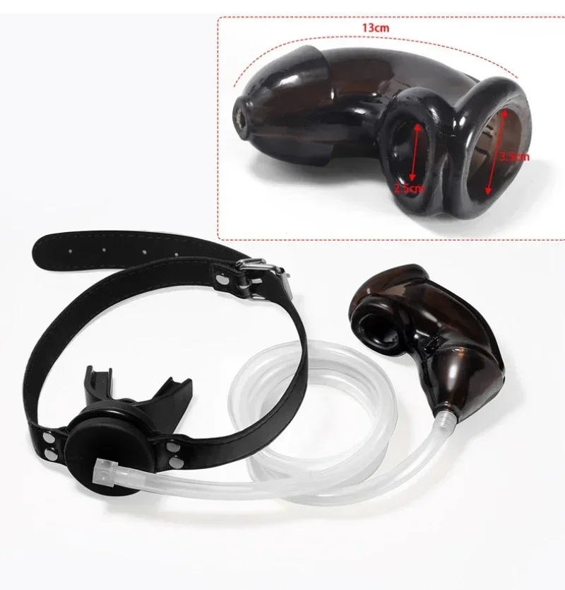 W0234未定价อุปกรณ์ปิดปากแบบบังคับพร้อมที่รองรับปัสสาวะ แบบSM วัสดุซิลิโคน+PU