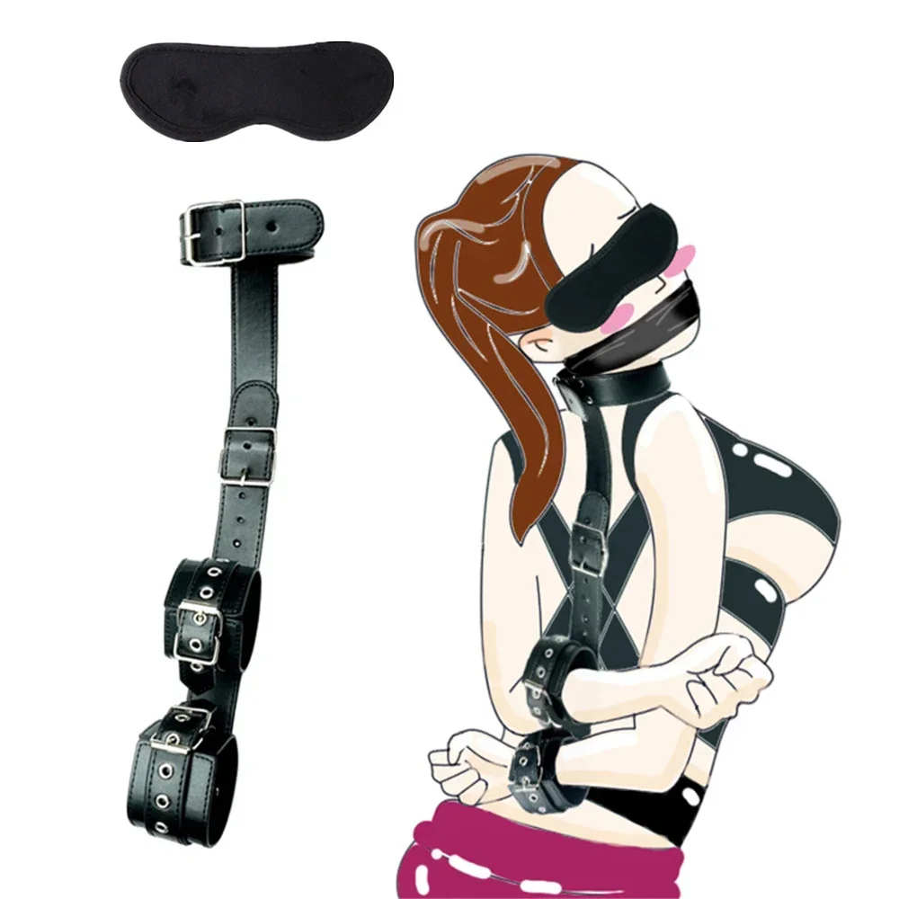 W6608未定价กุญแจมือหลังแบบพิเศษ พร้อมปลอกคอควบคุม วัสดุPU