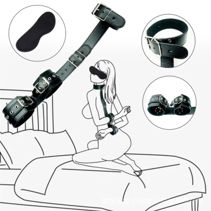 W6608未定价กุญแจมือหลังแบบพิเศษ พร้อมปลอกคอควบคุม วัสดุPU