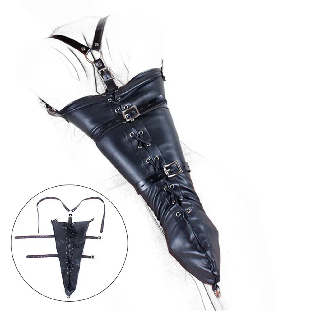 W6610未定价ชุดผูกมัดหลังแบบSM ใช้สำหรับควบคุมท่าทาง วัสดุPU