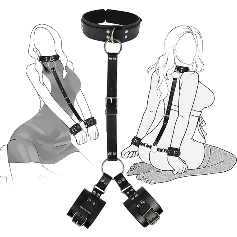 ชุดSMซาดิสอุปกรณ์ อุปกรณ์ BDSM วัสดุ PU กุญแจมือ ปลอกคอ โซ่