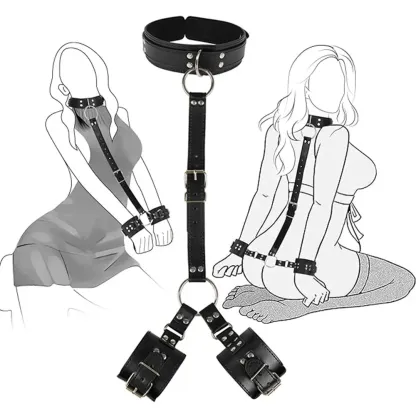 ชุดSMซาดิสอุปกรณ์ อุปกรณ์ BDSM วัสดุ PU กุญแจมือ ปลอกคอ โซ่