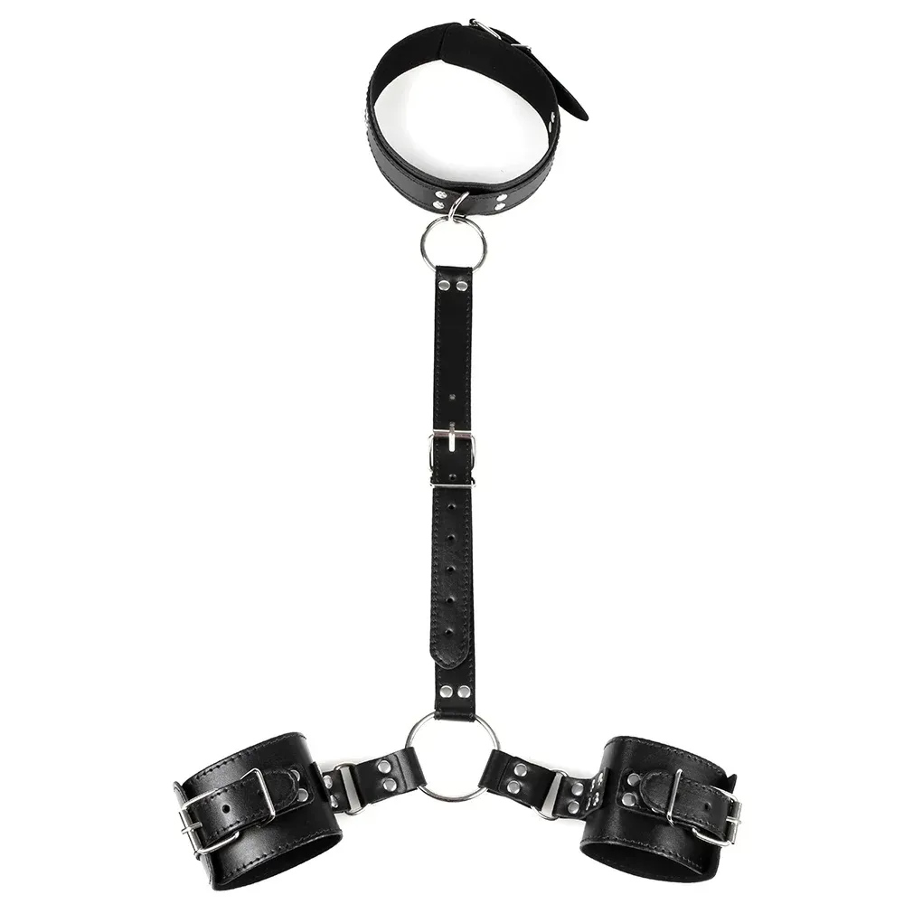 ชุดSMซาดิสอุปกรณ์ อุปกรณ์ BDSM วัสดุ PU กุญแจมือ ปลอกคอ โซ่