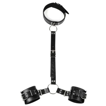 ชุดSMซาดิสอุปกรณ์ อุปกรณ์ BDSM วัสดุ PU กุญแจมือ ปลอกคอ โซ่