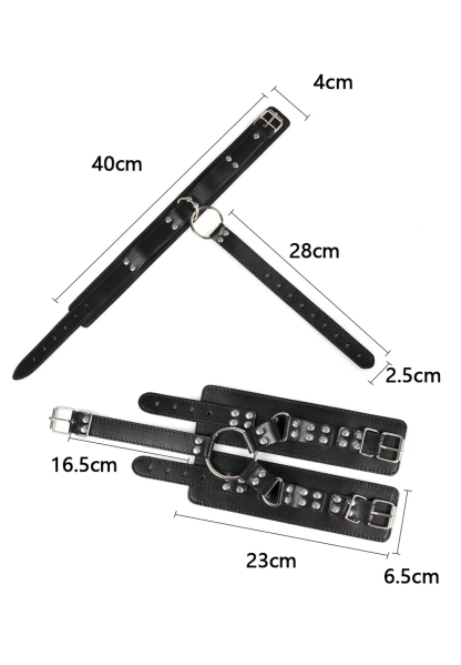 W6613未定价กุญแจมือควบคุมท่าทาง เชื่อมต่อมือกับคอ ใช้สำหรับการฝึก วัสดุPU