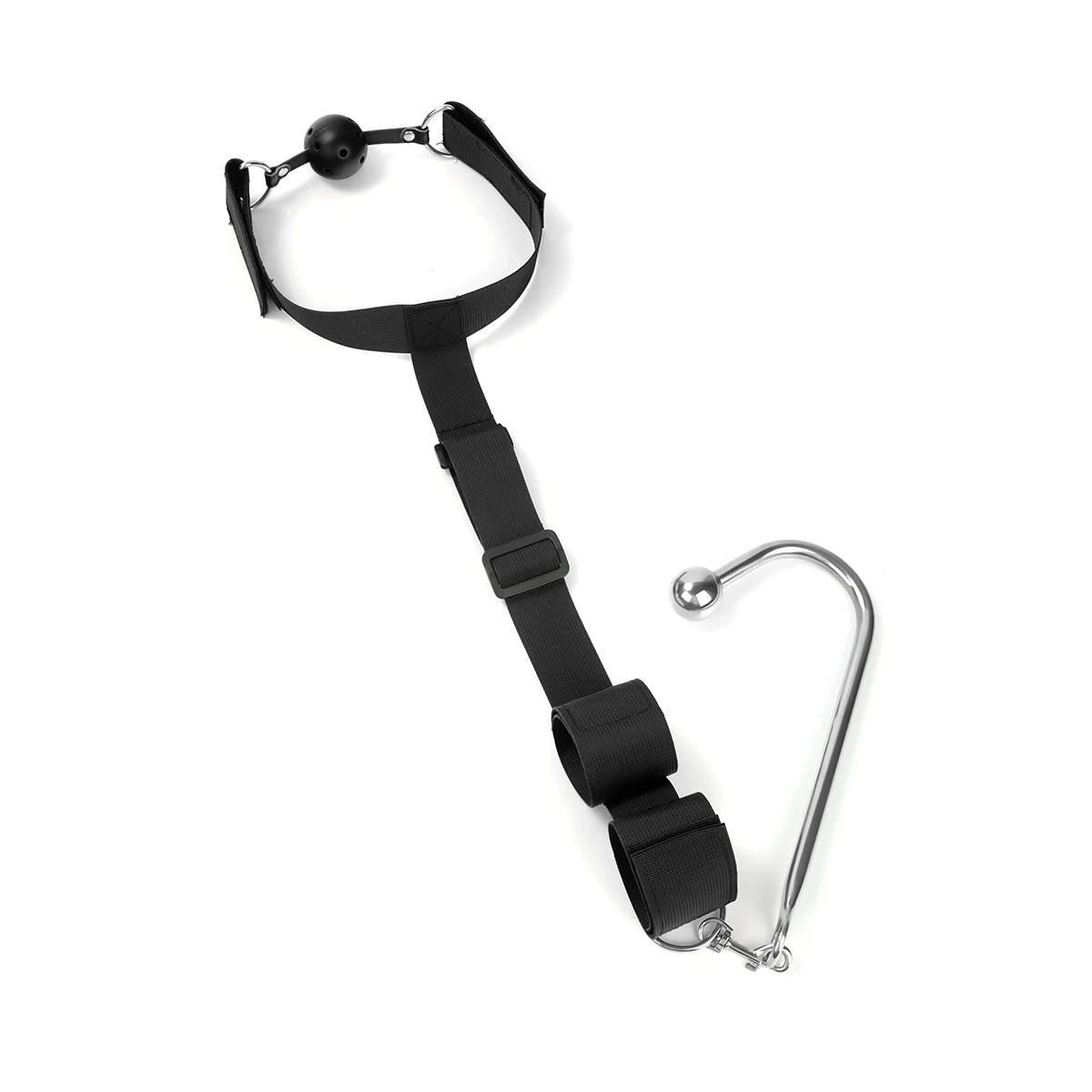 W6614未定价สายรัดปาก-มือ-ทวารแบบตะขอ ประกอบด้วยที่อุดปาก+กุญแจมือ+ปลั๊กทวาร วัสดุนีลอน