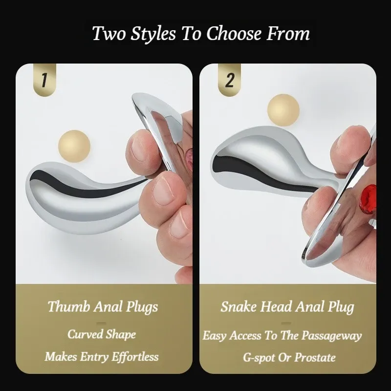 Curved Thumb Anchor-Shaped Butt Plug 2 Colors Available