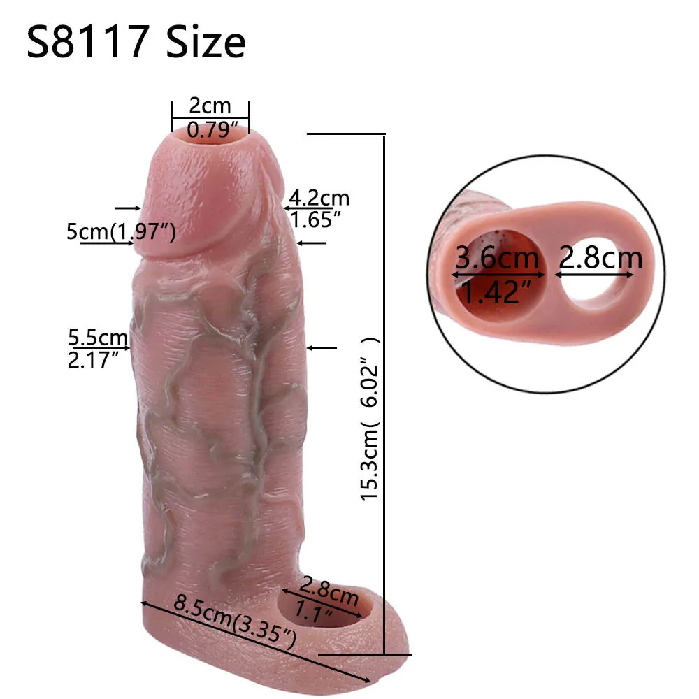 SXXY S8102 S8116 S8117 Platinum Silicone Simulated Penis Sleeve