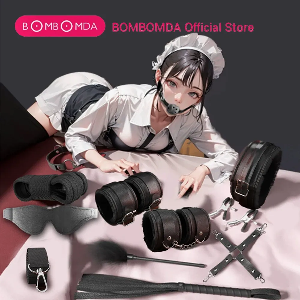 ชุดเซท BDSM ชุดSM 6 ชิ้น สำหรับการผูกมัดและการฝึกสอน วัสดุPU กุญแจมือ ปลอกคอ นายทาส