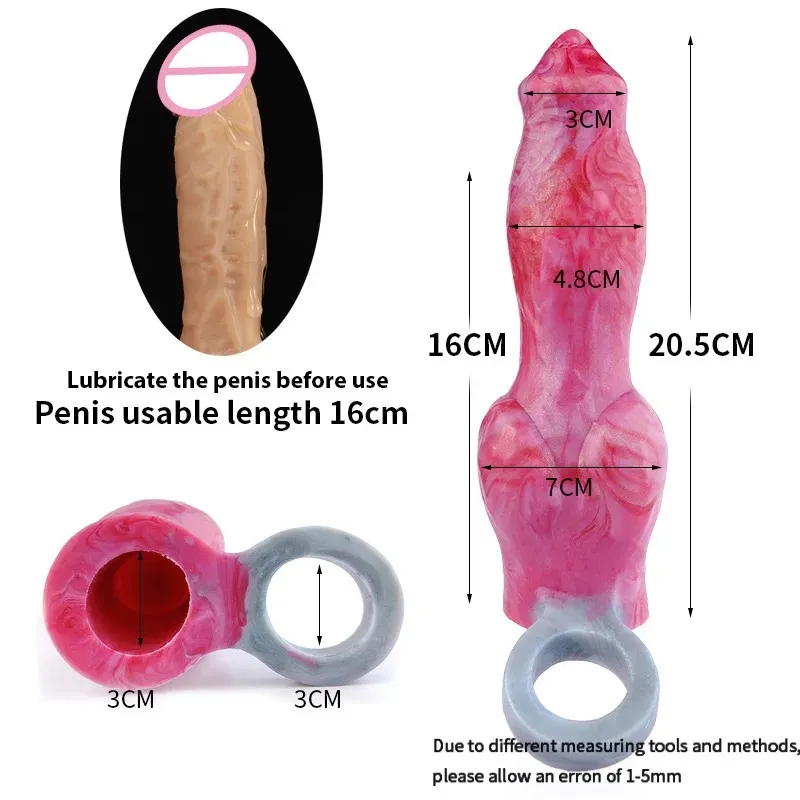 Platinum Silicone Wolf Style Penis Sleeve Prominent Veins