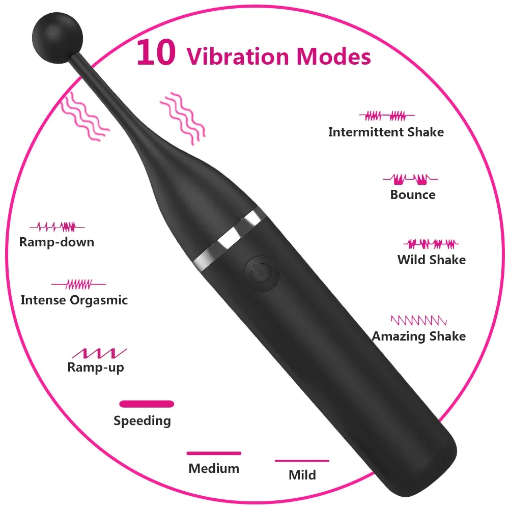 10 Frequencies Vibrator With 2 Different Massage Heads