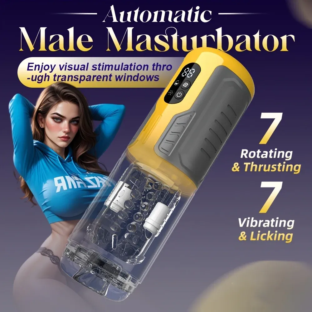 7 Vibrations + Thrustings Male Milker Dual-Layer Silicone