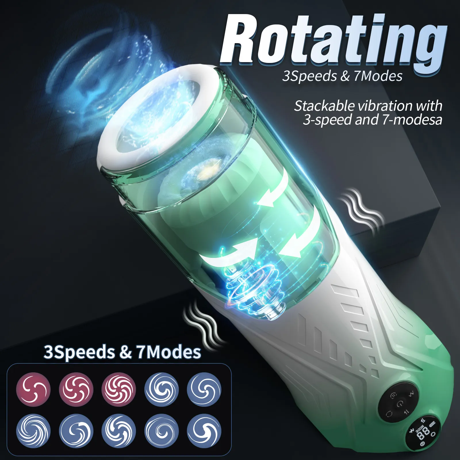Thrusting Male Masturbator Smart Chip + 3-Engine Drive
