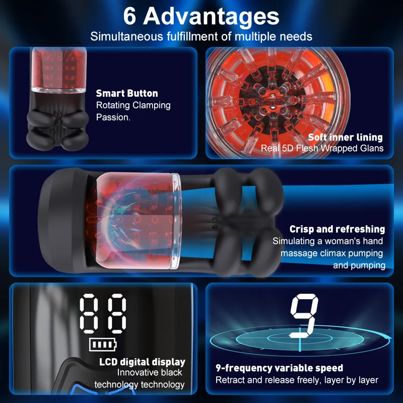 3 Motors Male Masturbator & Glans Trainer Finger Shape