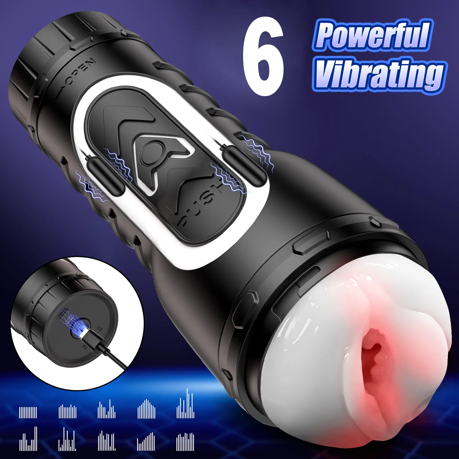 Split-Type Open-Close Vibarting Male Masturbator Dual Engines