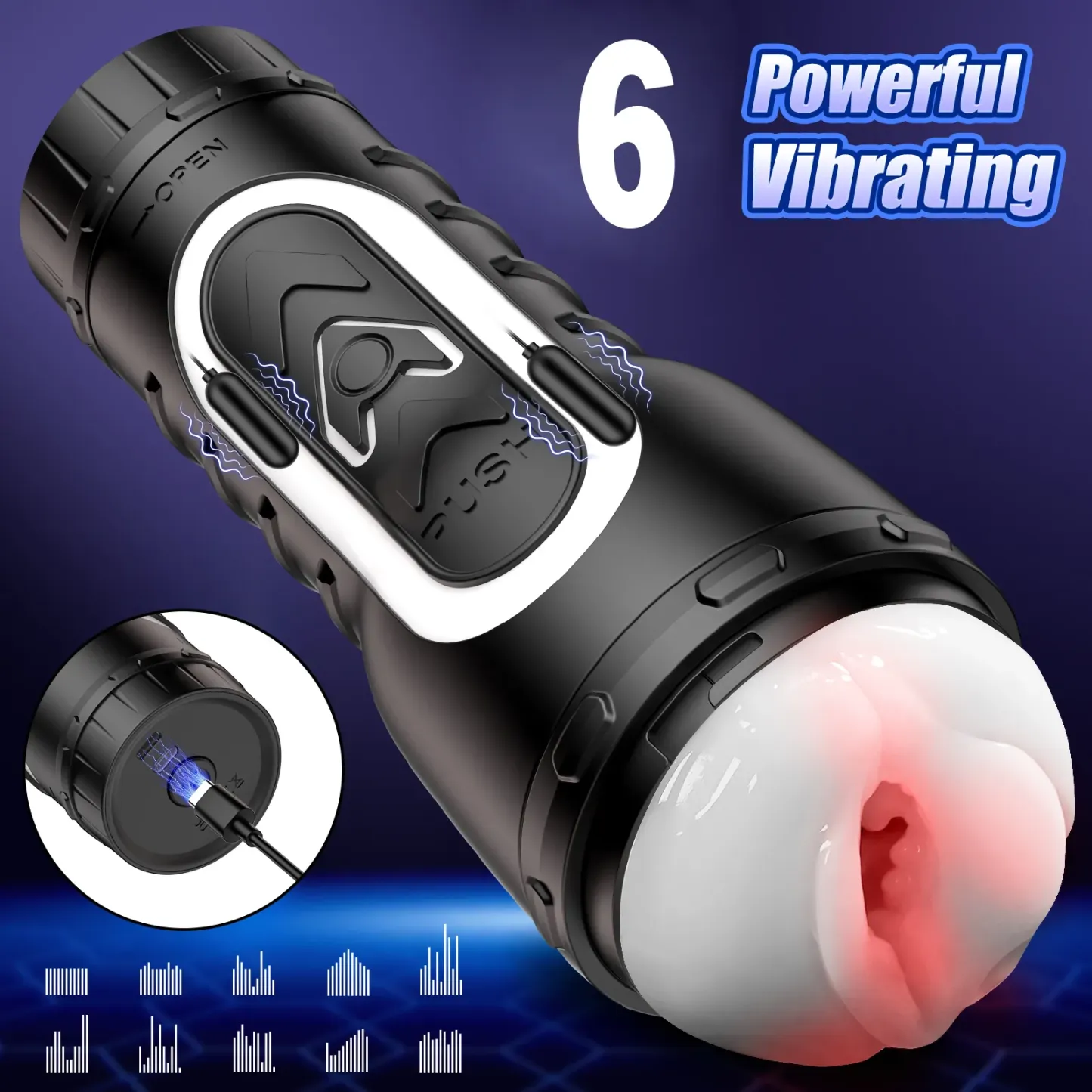 Split-Type Open-Close Vibarting Male Masturbator Dual Engines