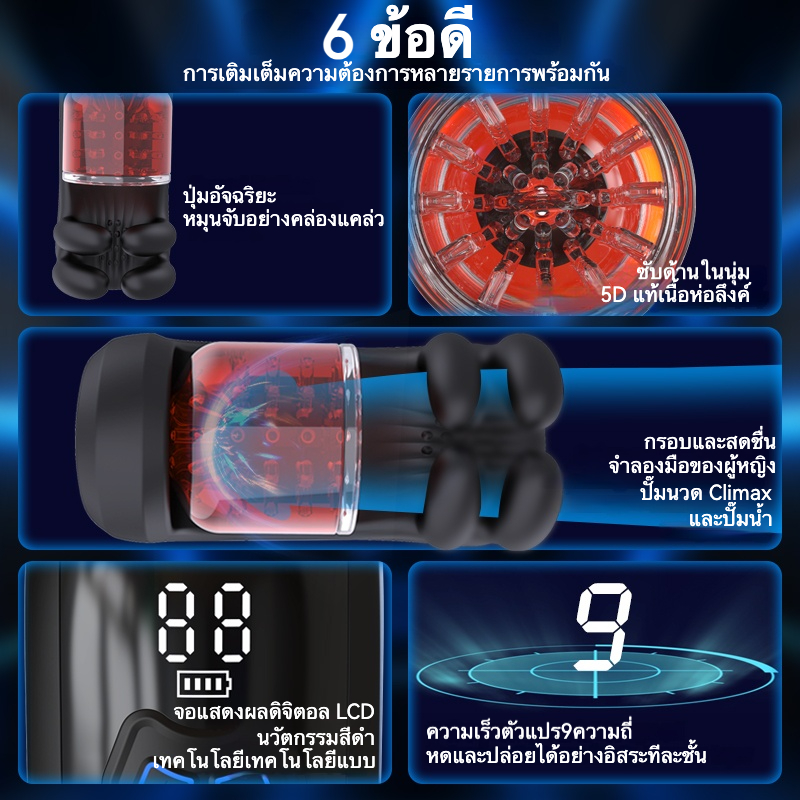 W6101未定价อุปกรณ์ฝึกอวัยวะเพศชาย มอเตอร์สามตัว หมุน+บีบ+สั่นสะเทือน ใช้งานได้ 2 แบบ จอแสดงผลดิจิตอล