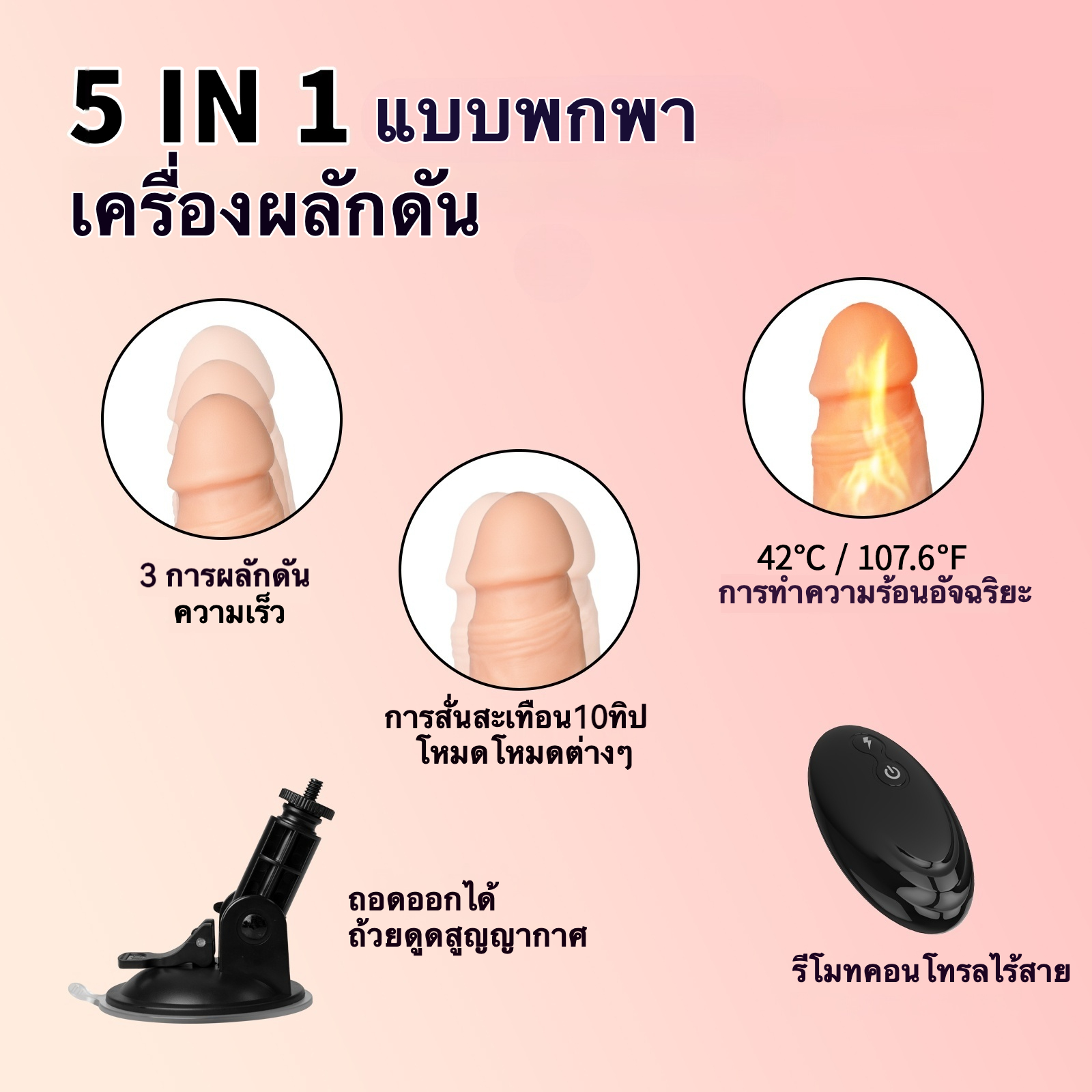 ครื่องสอดใส่ มอเตอร์คู่ 3 ความถี่การยืดหด 10 ความถี่การสั่น ระยะยืดหดยาว 55 มม. ระบบทำความร้อนอัจฉริยะ ควบคุมระยะไกลอินฟราเรด|ASJ-sextoyfunny