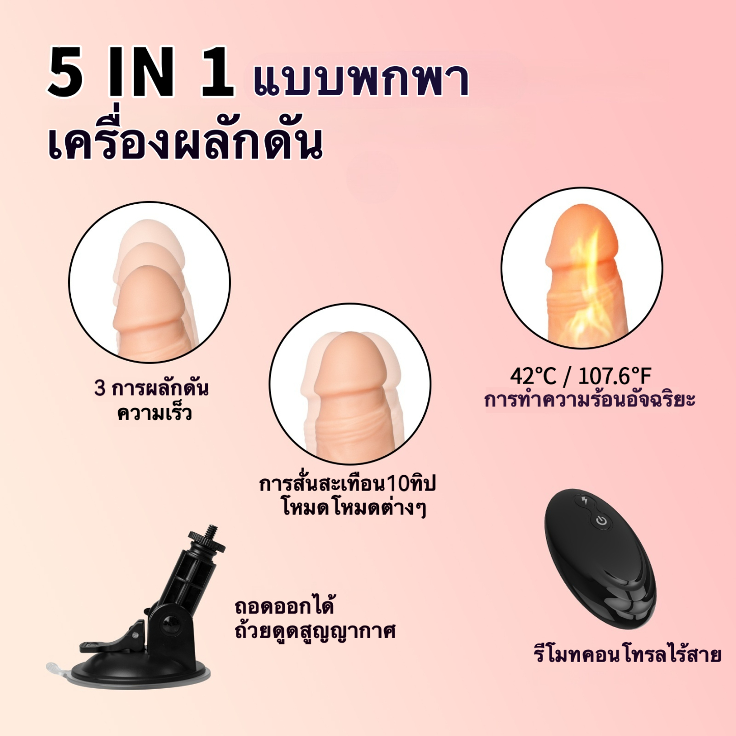 ครื่องสอดใส่ มอเตอร์คู่ 3 ความถี่การยืดหด 10 ความถี่การสั่น ระยะยืดหดยาว 55 มม. ระบบทำความร้อนอัจฉริยะ ควบคุมระยะไกลอินฟราเรด|ASJ-sextoyfunny