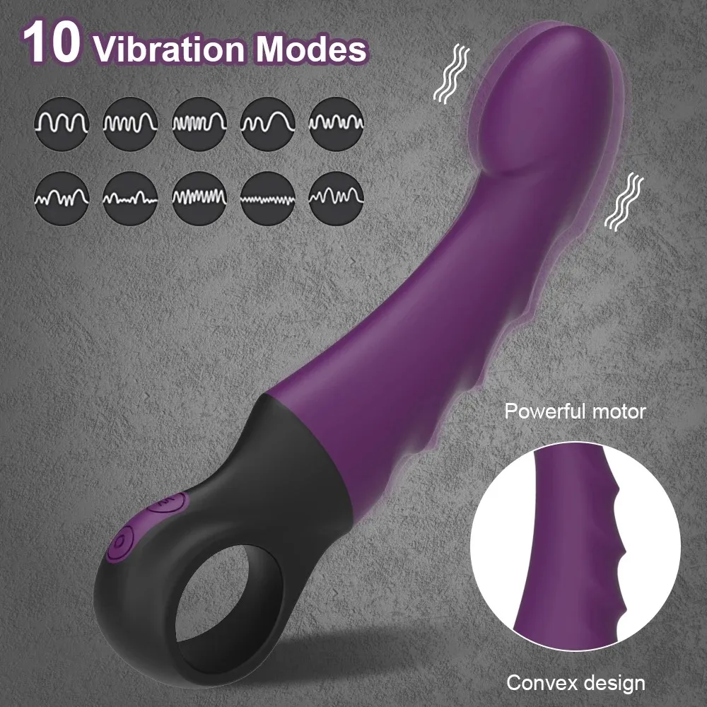10 Vibration Levels Finger Ring Handle Penis Vibrator
