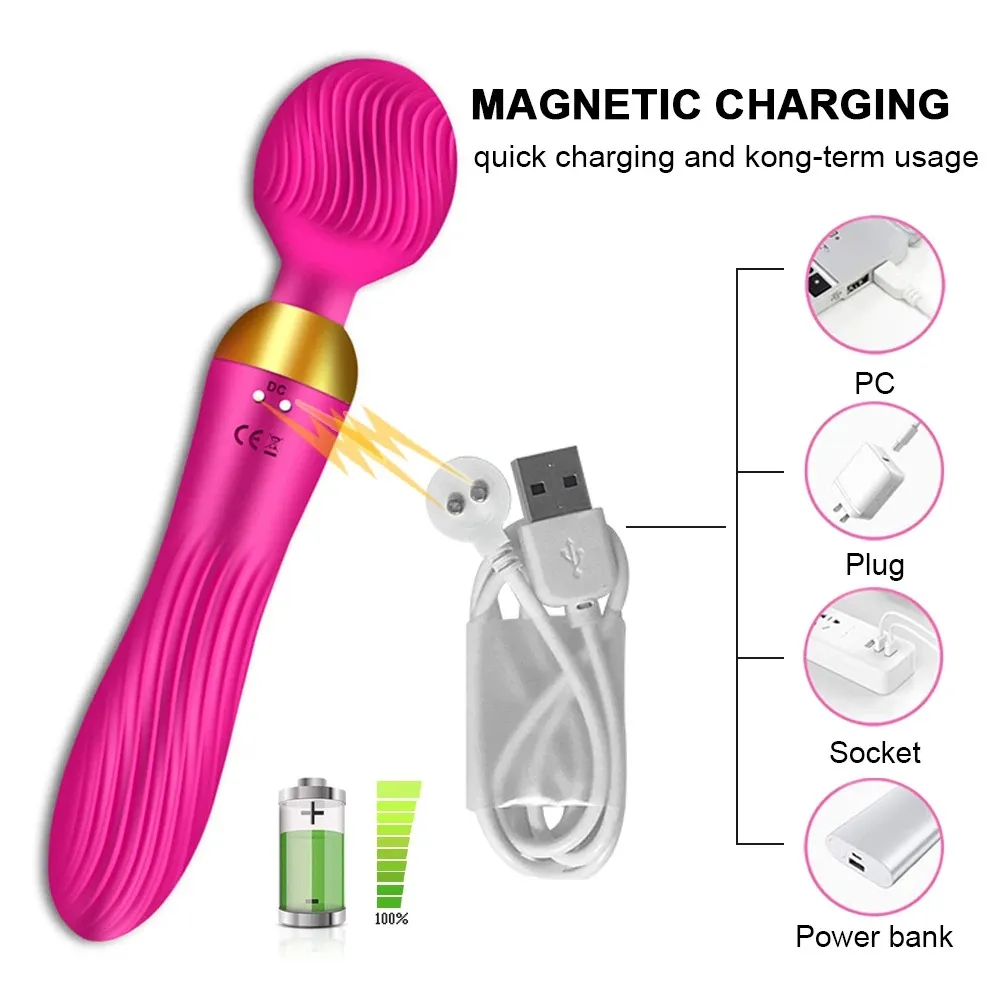 Dual-Head 18 Frequencies Bendable AV Wand Vibrator