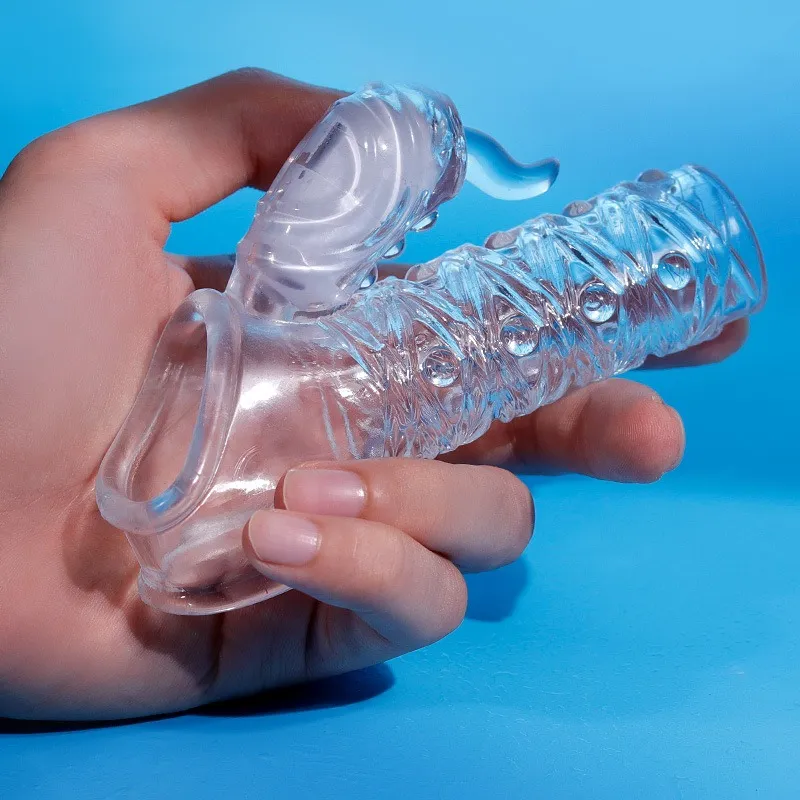 3In1 Tongue Open-Ended Penis Sleeve Integrated Cock Ring