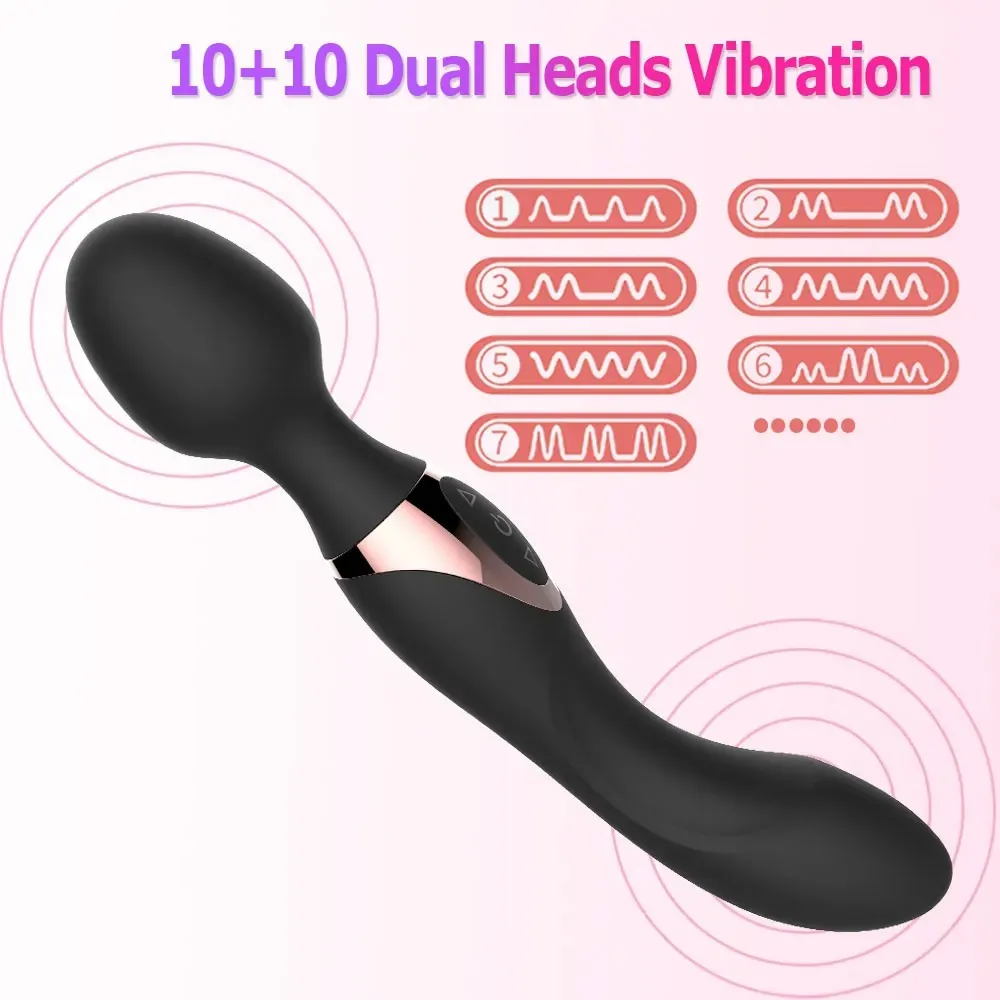 10 Frequencies Simulated Penis Dual-Head AV Wand Vibrator