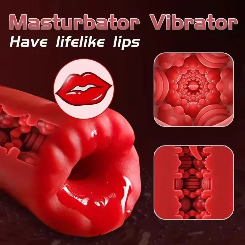 10 Modes Male Masturbators Thick Lip + Tongue Elastic TPE