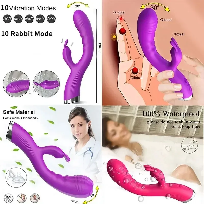 Rabbit Ear Simulated Penis Dual G-Spot & Clitoral Vibrator