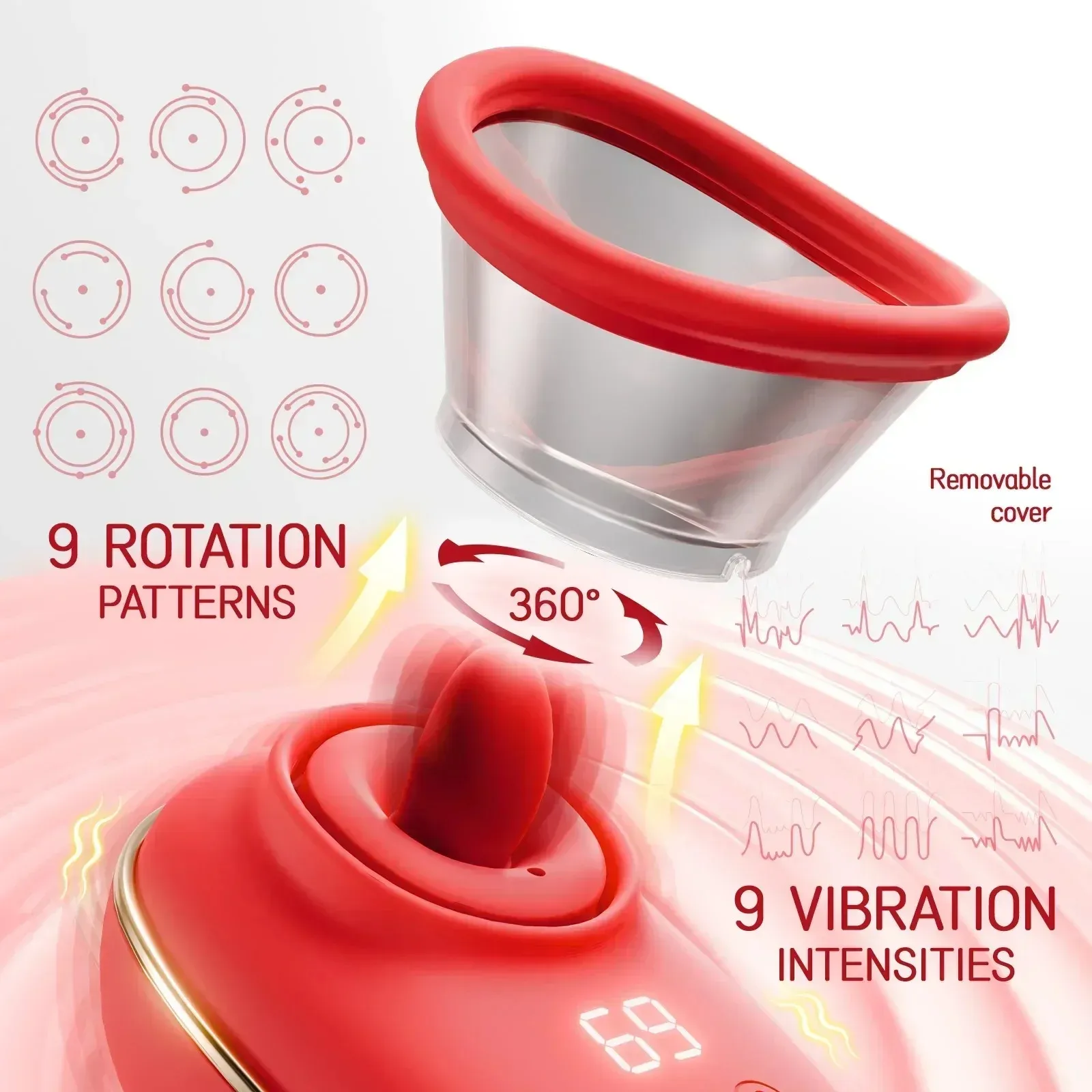Vibrating + Suction + Licking Tongue Vibrator & Breast Toy