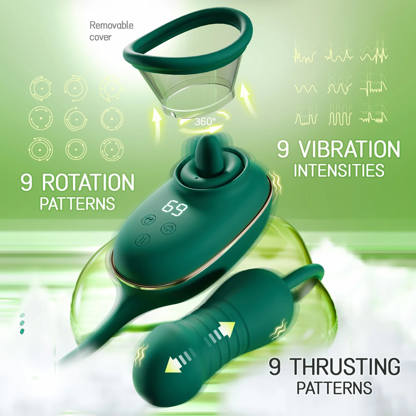 Vibrating + Suction + Licking Tongue Vibrator & Breast Toy 4604英文