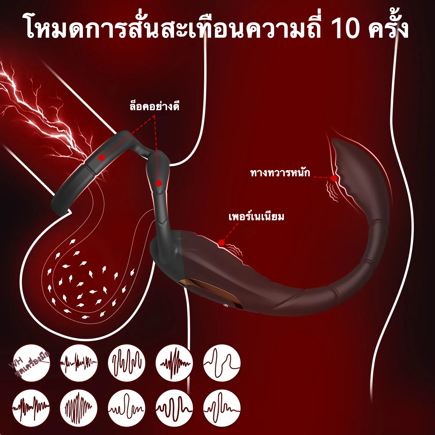 เครื่องนวดต่อมลูกหมาก+ห่วงชะลอการหลั่ง อัตโนมัติ ฟังก์ชัน APP