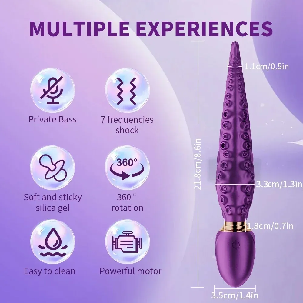 3 Speeds 7 Frequencies Octopus Shaped AV Wand Vibrator